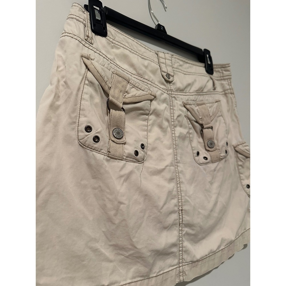 Faded Glory Khaki Cargo Mini Skirt Tan Cotton Utility Y2K Gorpcore Size 4 - Picture 4 of 7